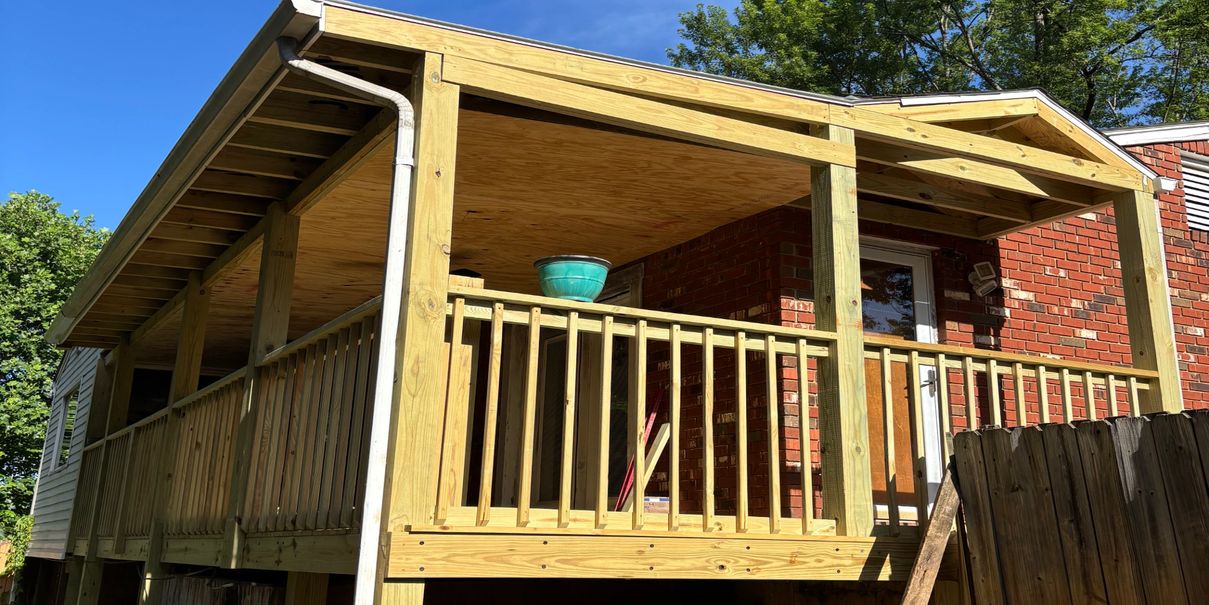 Multi-level deck and covered porch